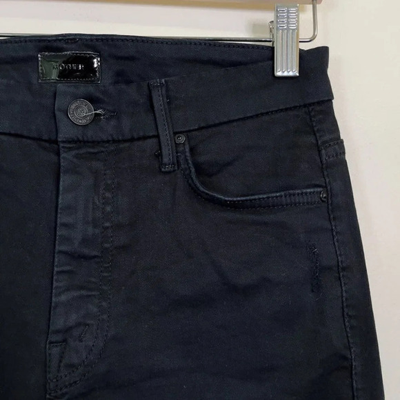 Mother Distressed Knee High Rise Black Looker Jeans - Picture 5 of 14